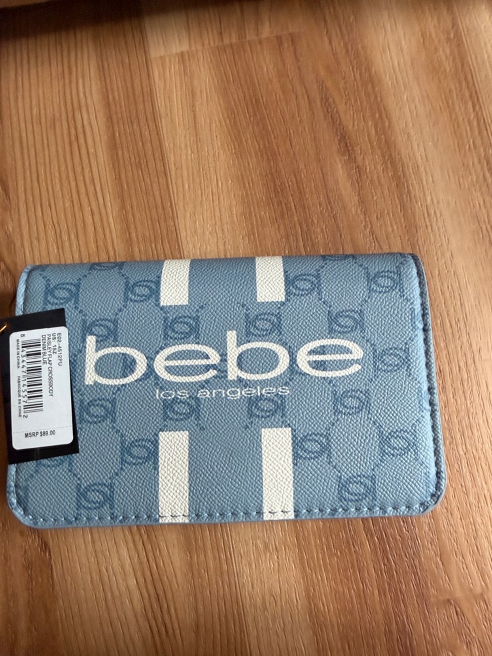 bebe Light purse with White Stripe Logo